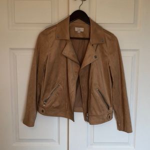 Loft faux-suede camel moto jacket
